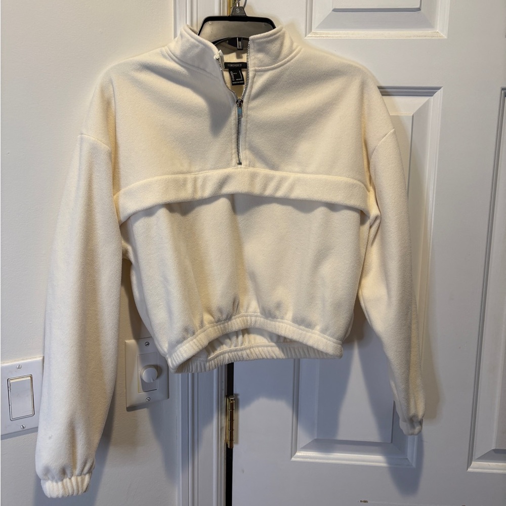 Long Sleeve Elastic Waist Quarter Zip Top